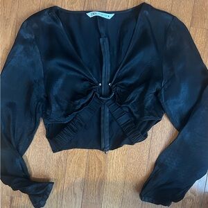 ZARA Sexy L/S black blouse Small